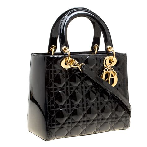 lady dior black patent bag